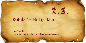 Kuhár Brigitta névjegykártya